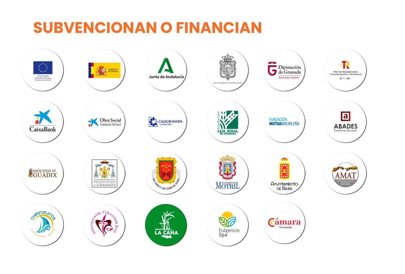Entidades que subvencionan o financian a Proyecto Hombre Granada